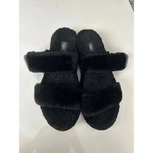UGG Fuzz Yeah Black Slipper Sheepskin 11